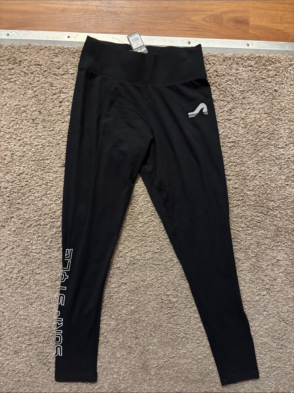 Surf-Style NWT Womans Md Black Full Length High-Waist Logo Leggings NEW!